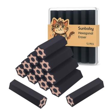 Imagem de Ouksma Pacote com 12 borrachas de lápis, borracha colorida para crianças, escola, estudantes, escritório, borrachas de arte para desenhar esboços a granel (borrachas pretas)