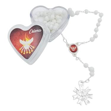 Imagem de Terço Lembrancinha Religiosa Pérola Branca com Medalhinha Artesanal para Batizado Crisma Primeira Comunhão Presente de Fé Kit Oração Mimo Católico (Crisma - Confirmação)