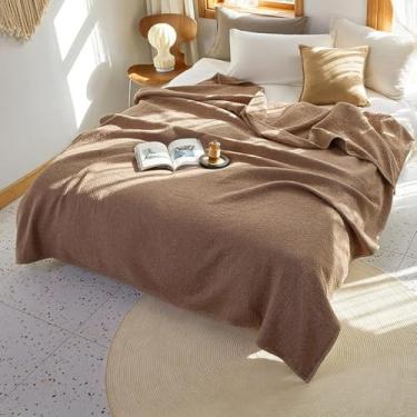 Imagem de Cobertor Para Cama, Manta De Cama Grande, Manta Bohemia, 100% Algodão Cobertores Quentes Colcha, Mantas Macias E Aconchegantes Para Sofás Sofá Cama Poltrona, Brown, 230x250CM