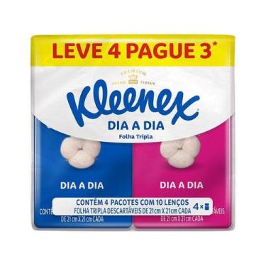 Imagem de Lenço de Papel de Bolso Folha Tripla Kleenex Dia a Dia 4 Unidades com 