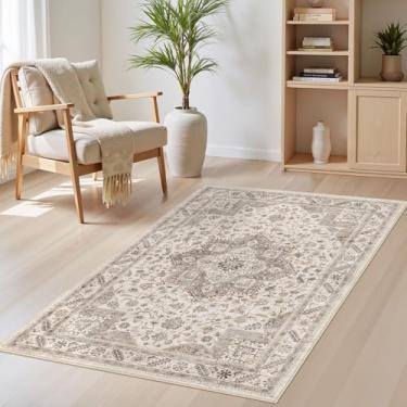 Imagem de Tapete vintage para sala de estar 7,5 x 12,5 cm - Tapete grande macio lavável oriental tradicional envelhecido para quarto - Tapete de piso interno para decoração de casa, escritório, casa - marrom