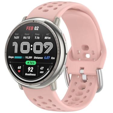 Imagem de Nacorulu Compatível com pulseiras Amazfit Active 2, pulseira de substituição de silicone de 20 mm de largura para smartwatch Amazfit Active/Active 2S/GTS 4 mini/GTR Mini/Bip 3 Pro (rosa)