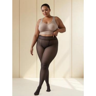 Imagem de Meia Calça Peluciada Térmica Plus Size Translucida G1 Ao G4 - JRA, Pre