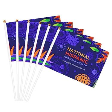 Imagem de Mês da herança hispânica nacional pequenas mini bandeiras de mão bandeira festival vara decoração festa suprimentos sinal para desfiles quintal gramado