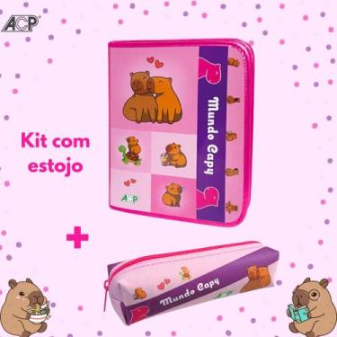 Imagem de Kit Fichário C/96 Folhas + Estojo Mundo Capy ACP - plavitec