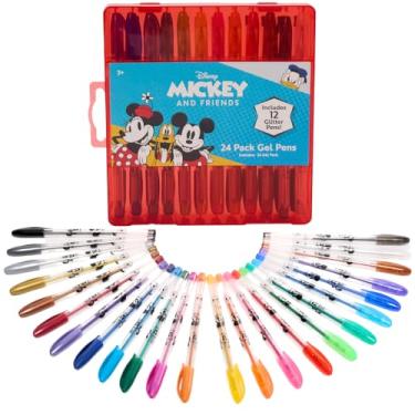 Imagem de Disney Conjunto de canetas de gel para crianças, pacote com 24 canetas de gel com glitter, lindas canetas para meninos e meninas – Mickey Mouse, Minnie Mouse e Pato Donald