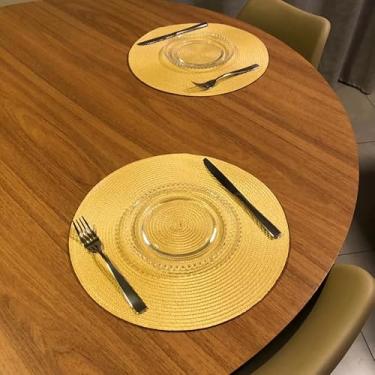 Imagem de Jogo Americano kit 4 ou 6 Peças Mesa Sousplat Cozinha Redondo Jantar Descanso de Prato(KIT 6 AMARELO PALHA)