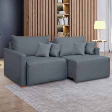 Imagem de Sofá Cama 2 Lugares Júlia Retrátil e Reclinável Veludo/Cinza - Celflex