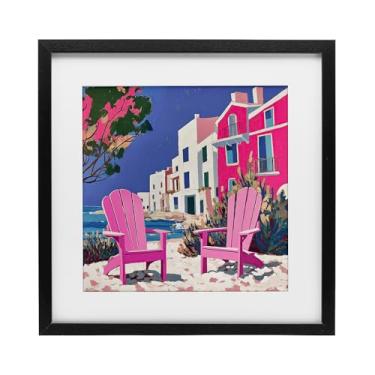 Imagem de Stupell Industries Cadeira de praia Meetup em Rosa Preto Impressão Emoldurada sob Vidro Design por Annabelle Hall, 40,6 x 40,6 cm