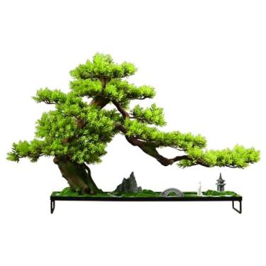 Imagem de Árvore de simulação de plantas artificiais com ornamentos de base, decoração macia para escritório, vaso sintético criativo