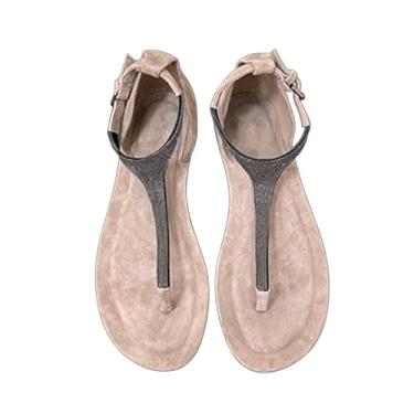 Imagem de Archicolor Chinelo minimalista nórdico de couro legítimo, feminino, moderno, feminino, retrô, diamante, Caqui, 34