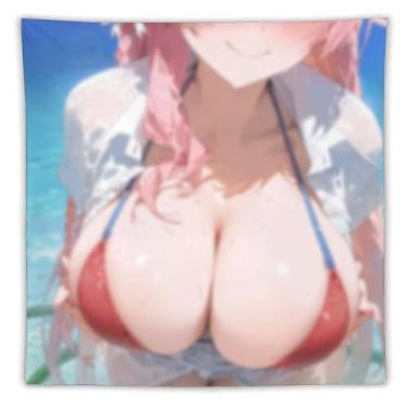 Imagem de LIEGBMEU Tapeçaria de biquíni sexy anime menina 152.4 cm x 152.4 cm interior exterior parede colcha arte decoração de tapeçaria caprichosa, AF409
