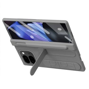 Imagem de LTLMYDAM Capa fina para Google Pixel 10 Pro Fold, mini capa de telefone com alça de pulso, capa de proteção de dobradiça com suporte de caneta, cinza, 10 Pro Fold