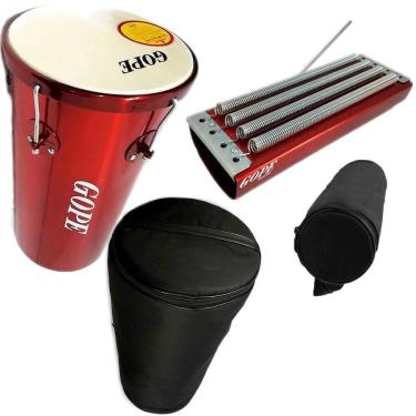 Imagem de Kit Rebolo Tantan 45X10 + Reco Reco 4 Molas Cereja Com Capa