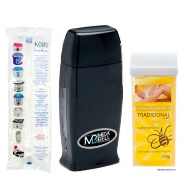 Imagem de Kit Depilação Roll-On Bivolt Aquecedor + Cera Com Mel + 25 Folhas TNT Prático, Seguro e Econômico Uso Profissional ou Doméstico (PRETO)