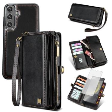 Imagem de Furill Capa de celular para Samsung Galaxy S25 5G carteira magnética destacável com protetor de tela de vidro temperado alça flip zíper bolsa porta-cartões S 25 25S 25 25S SM-S931U mulheres meninas