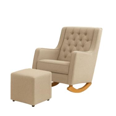 Imagem de Poltrona Sofá Cadeira Amamentação Balanço C Puff Pés Madeira 