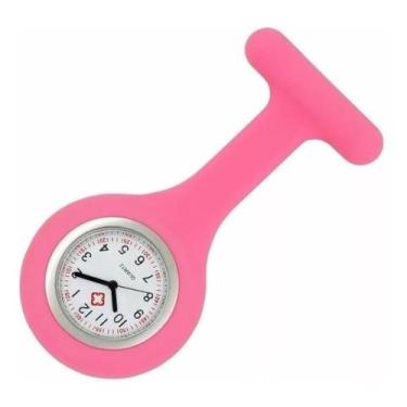 Imagem de Relógio Lapela Silicone Enfermagem - Broche, Rosa