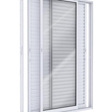 Imagem de Porta Balcão de Alumínio de Correr Lateral 3 Folhas Móveis 215x160cm L