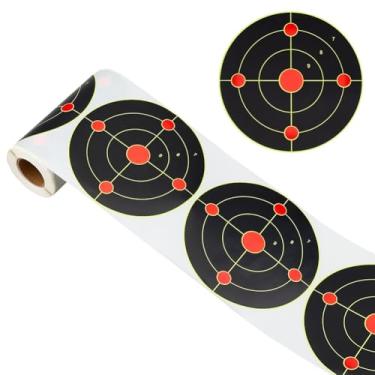 Imagem de MAYJOYDIY 100 peças de adesivos redondos de tiro para alvos, papel reativo de 15 cm, papel autoadesivo para tiro, arco de tiro com arco, treinamento de prática