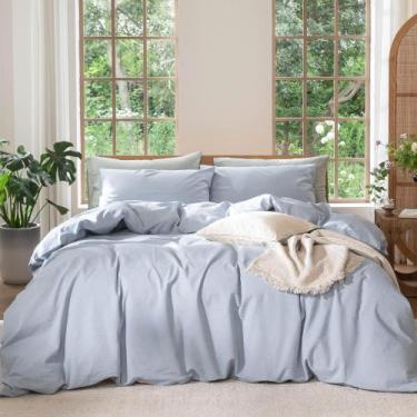 Imagem de Conjunto de capa de edredom MooMee Bedding 100% algodão lavado king si