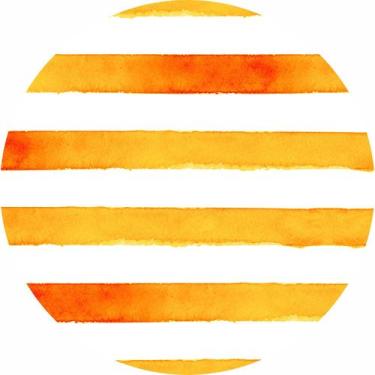 Imagem de Painel de Lona Redondo Listrado Laranja e Branco Aquarela - Fabrika De