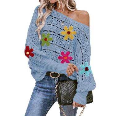 Imagem de Blusa feminina Cakulo, sem ombros, outono de 2024, azul M