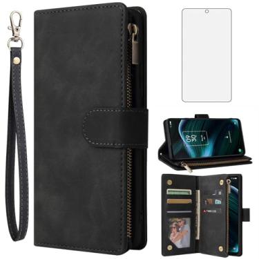 Imagem de Asuwish Compatível com TCL Stylus 5G 2022 capa carteira protetora de tela de vidro temperado e capa flip de couro suporte suporte acessórios celulares capas de telefone para TLC Stylo G5 6.81 T779W