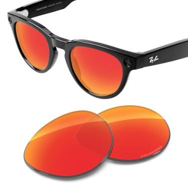 Imagem de Tintart Lentes de substituição de desempenho compatíveis com RayBan Meta Headliner RW4009 50 mm polarizado gravado vermelho