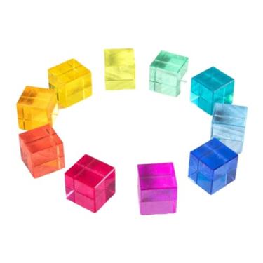 Imagem de simhoa 100x Blocos de Construção de Cubos Acrílicos Arco-Íris para Jardim de Infância, Ensino e Aprendizagem para Meninos e Meninas, Cubos Empilháveis,