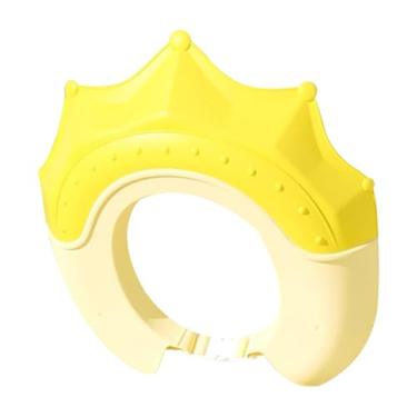 Imagem de predolo Touca de banho de bebê com viseira, chapéu macio para lavar cabelo, desenho animado, flexível, reutilizável, touca de xampu, Amarelo