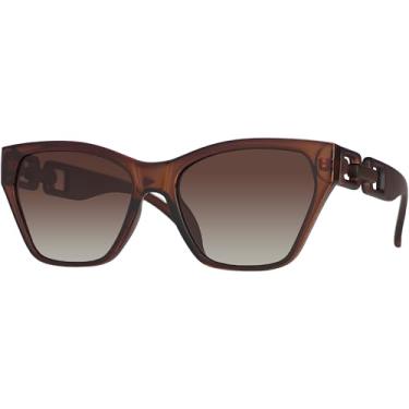 Imagem de Óculos de Sol Marrom Grande Fashion Lente Polarizada Original Village Heaven 6196