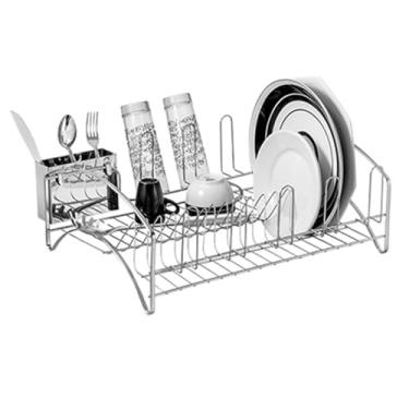 Imagem de Escorredor de Louça Cromado Laminado 16 Pratos 08 Copos Porta Talher em Inox