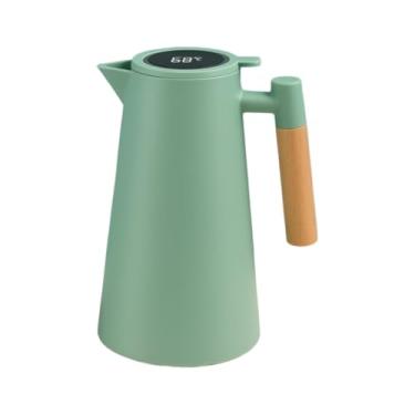 Imagem de Garrafa Térmica Termometro Digital 1L Café Chá Nórdica Com Cabo Madeira(VERDE)