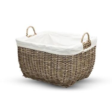 Imagem de Kouboo 1060108 Cesta de lavanderia retangular Rattan Kobo, cinza e marrom