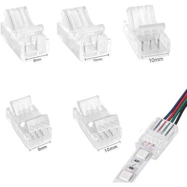 Imagem de Vrabocry 20 peças de conector de LED 2/3/4/5/6 pinos para fita RGB de 8 mm 10 mm SMD 2835 5050 WS2811 WS2812B fita de luz de LED ou conexão de fita (4 pinos 10 mm)