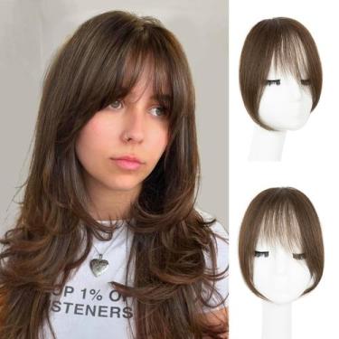 Imagem de Clip in Bangs EINAEY, cabelo humano 100% real, castanho médio
