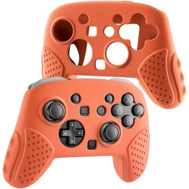 Imagem de FUNDIARY Silicone Case for Nintendo Switch 2 Pro Controller, Shock-Absorption & Anti-Scratch Accessories for Switch 2 Pro with Soft Full Protective Cover and Comfortable Ergonomic Grip Design - Orange