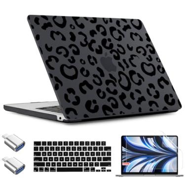 Imagem de TWOLSKOO Compatível com capa M4/M3/M2 MacBook Air 13,5 polegadas 2025 2024 versão 2022 modelo A3240 A3113 A2681, capa rígida de plástico, capa de teclado, adaptador tipo C, protetor de tela, preto