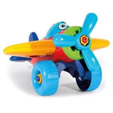 Imagem de Brinquedo Avião Bebê Colorido Didático Poliplac Avião