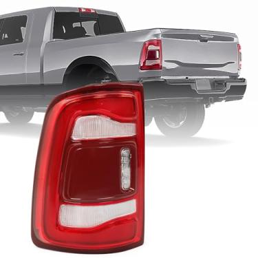Imagem de FIONE Conjunto de luz traseira compatível com Dodge Ram 2500 3500 2019 2020 2021 2022 2023 luz traseira sem ponto cego tipo LED e lente vermelha cromada lado esquerdo do motorista 68361717AD