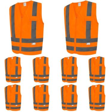 Imagem de Kit 10 Colete De Segurança Refletivo Com Bolso Colete Sinalização Fluorescente Kalipso