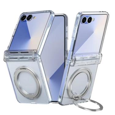 Imagem de Capa para Galaxy Z Flip6 com revestimento magnético transparente e proteção de dobradiça com suporte de anel (para Galaxy Z Flip6/transparente)