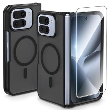 Imagem de VEGO Capa dobrável para Pixel 10 Pro [compatível com MagSafe] [com protetor de tela] Capa rígida fosca translúcida à prova de choque com proteção contra quedas para Google Pixel 10 Pro Fold - preta