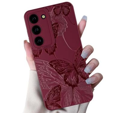 Imagem de Finyosee Capa compatível com Samsung Galaxy S23 Plus, design de estampa de borboleta fofa, capa protetora feminina fina de silicone macio e fina à prova de choque para mulheres e meninas - vermelho