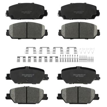 Imagem de YxpBrake Kit de pastilhas de freio a disco dianteiro e traseiro de cerâmica com substituição de ferragens para CRV CR-V 2017 2018 2019 2020 2021 2022