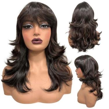 Imagem de Peruca lisa super repicada com franja 40cm kanekalon premium - LIONSWI