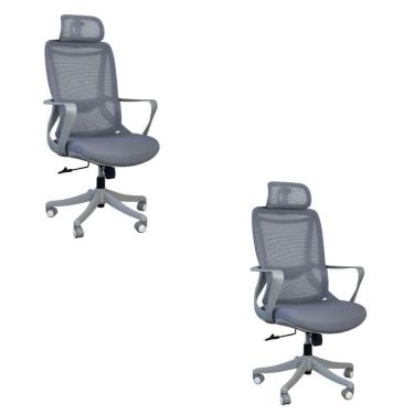 Imagem de Kit 2 Cadeiras De Escritório Presidente Ergonômica Oficial Corporativa Milão Apoio Nuca