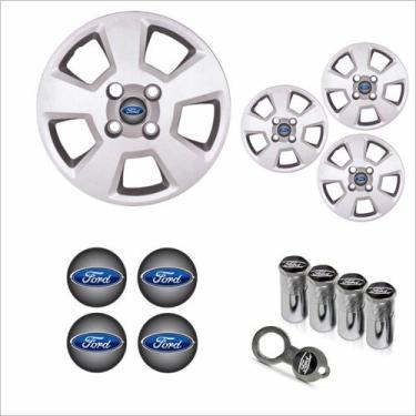 Imagem de Jogo Calota Aro 14 Fiesta Hatch Sedan 2008 à 2012 Ford + Emblema Resin