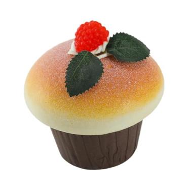 Imagem de Bothyi Modelo de bolo artificial, enfeite, decoração realista, brinquedo criativo, simulação de cupcake artificial, bolo para cozinha, casa festiva, Framboesa Vermelha